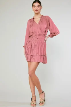 Current Air Mini Dresses-Cecile Smocked Mini Dress MAUVEBLUSH