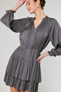Current Air Mini Dresses-Cecile Smocked Mini Dress SLATECHARCOAL
