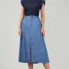 Current Air Skirts-Box Pleat Skirt CHAMBRAY