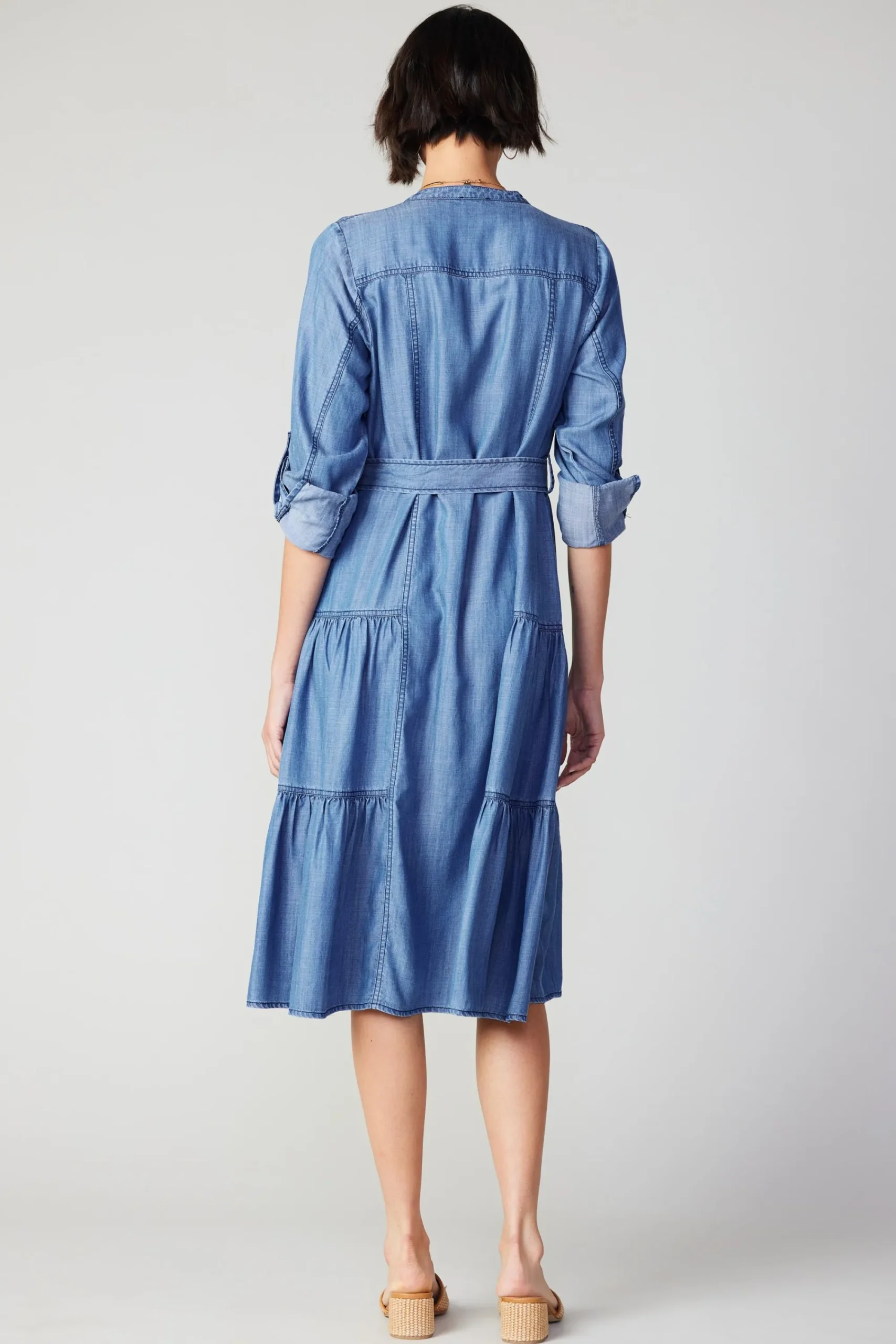 Current Air Midi Dresses-Buttondown Dress CHAMBRAY