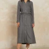 Current Air Midi Dresses-Chambray Shirt Dress WASHEDBLACK