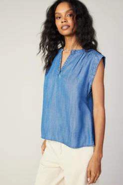 Current Air Sleeveless Tops-Tank Top CHAMBRAY