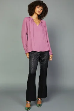 Current Air Long Sleeve Tops-Charlotte Pleated Blouse CHATEAUROSE