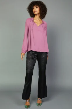 Current Air Long Sleeve Tops-Charlotte Pleated Blouse CHATEAUROSE