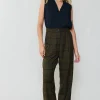 Current Air Pants-Checkered Wide Leg Pants OLIVE