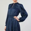 Current Air Mini Dresses-Chevron Pleat Mini Dress NAVY