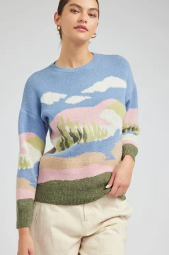 Current Air Knitwear | Sweaters-Cloudy Meadows Sweater BLUEMLT