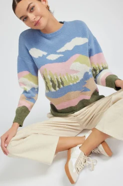 Current Air Knitwear | Sweaters-Cloudy Meadows Sweater BLUEMLT