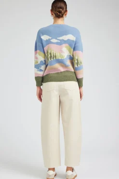 Current Air Knitwear | Sweaters-Cloudy Meadows Sweater BLUEMLT