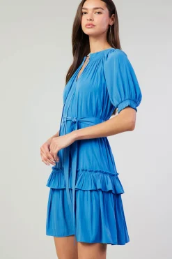 Current Air Mini Dresses-Coletta Smocked Yoke Mini Dress FADEDBLUE