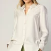 Current Air Long Sleeve Tops-Collared Button Down Shirt BONE