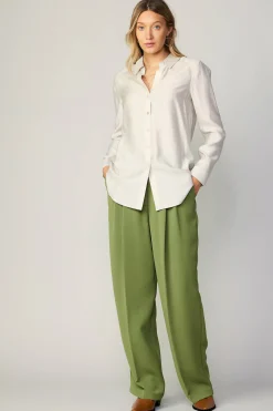 Current Air Long Sleeve Tops-Collared Button Down Shirt BONE