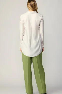 Current Air Long Sleeve Tops-Collared Button Down Shirt BONE