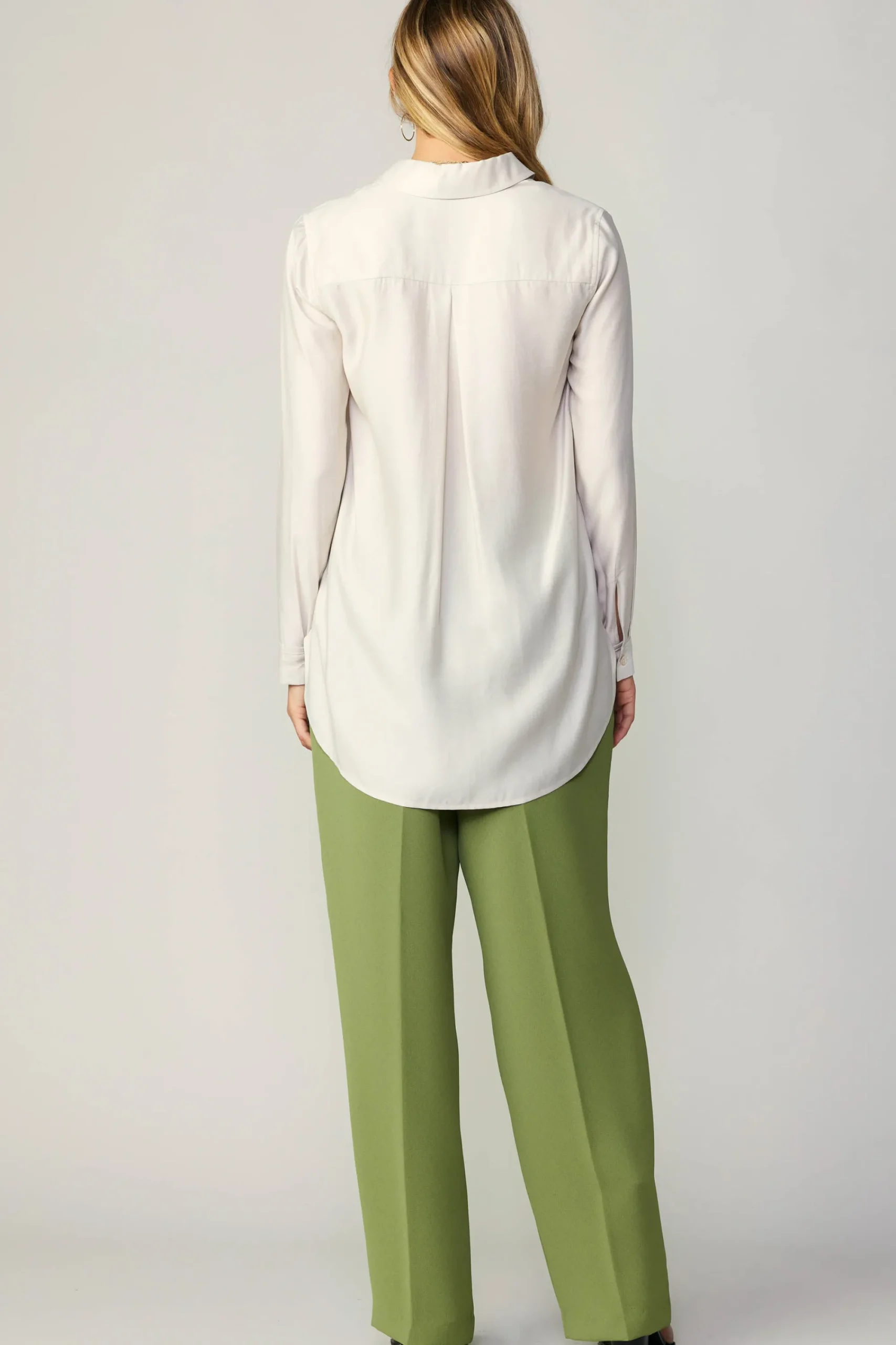 Current Air Long Sleeve Tops-Collared Button Down Shirt BONE