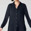 Current Air Long Sleeve Tops-Collared Buttondown Shirt BLACK