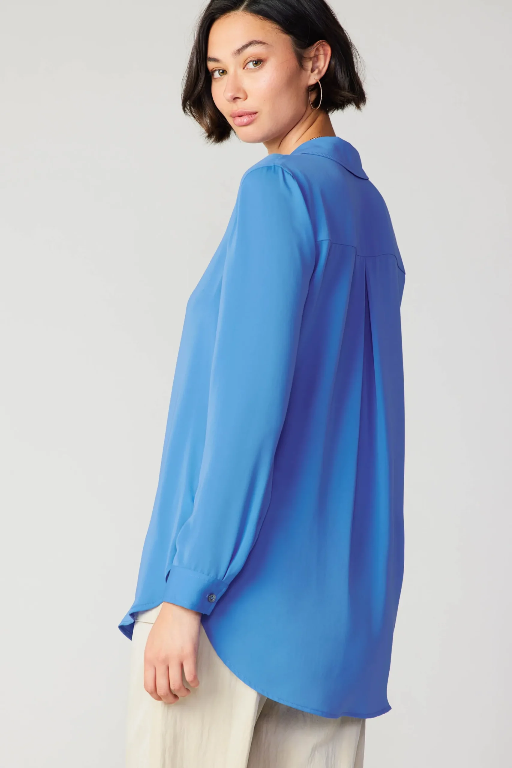 Current Air Long Sleeve Tops-Collared Buttondown Shirt BLUE