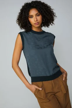 Current Air Sleeveless Tops | Sweaters-Contrast Crewneck Top MIDNIGHTNAVY