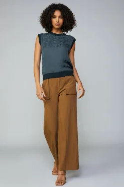 Current Air Sleeveless Tops | Sweaters-Contrast Crewneck Top MIDNIGHTNAVY