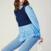 Current Air Knitwear | Sweaters-Contrast Knit Eyelet Top BABYBLUE