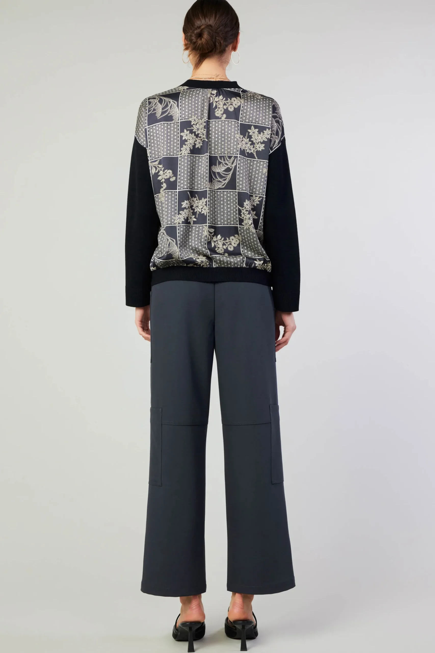 Current Air Cardigans | Sweaters-Contrast Paneled Cardigan BLACK