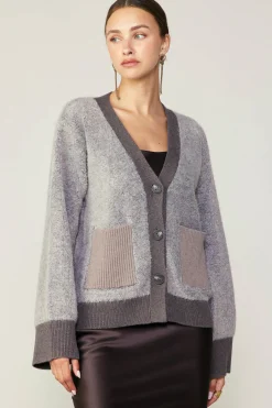 Current Air Cardigans | Sweaters-Contrast Pocket Cardigan COCOAMELANGE