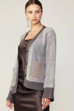 Current Air Cardigans | Sweaters-Contrast Pocket Cardigan COCOAMELANGE