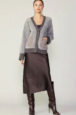 Current Air Cardigans | Sweaters-Contrast Pocket Cardigan COCOAMELANGE