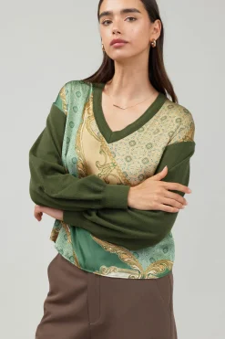 Current Air Knitwear | Sweaters-Contrast Print Sweater Top OLIVEMLT
