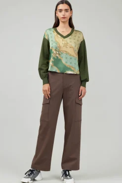 Current Air Knitwear | Sweaters-Contrast Print Sweater Top OLIVEMLT