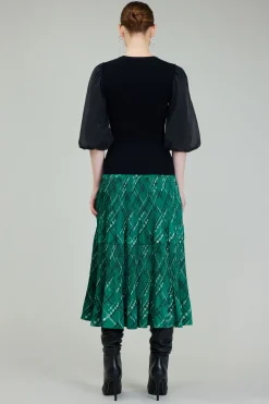 Current Air Knitwear | Short Sleeve Tops-Contrast Sleeve Knit Blouse BLACK