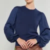 Current Air Knitwear | Sweaters-Contrast Sleeve Knit Top NAVY