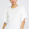 Current Air Short Sleeve Tops-Contrast Sleeve Shirt WHITE