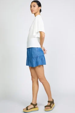 Current Air Short Sleeve Tops-Contrast Sleeve Shirt WHITE