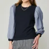 Current Air Long Sleeve Tops | Sweaters-Contrast Sweater Top NAVY