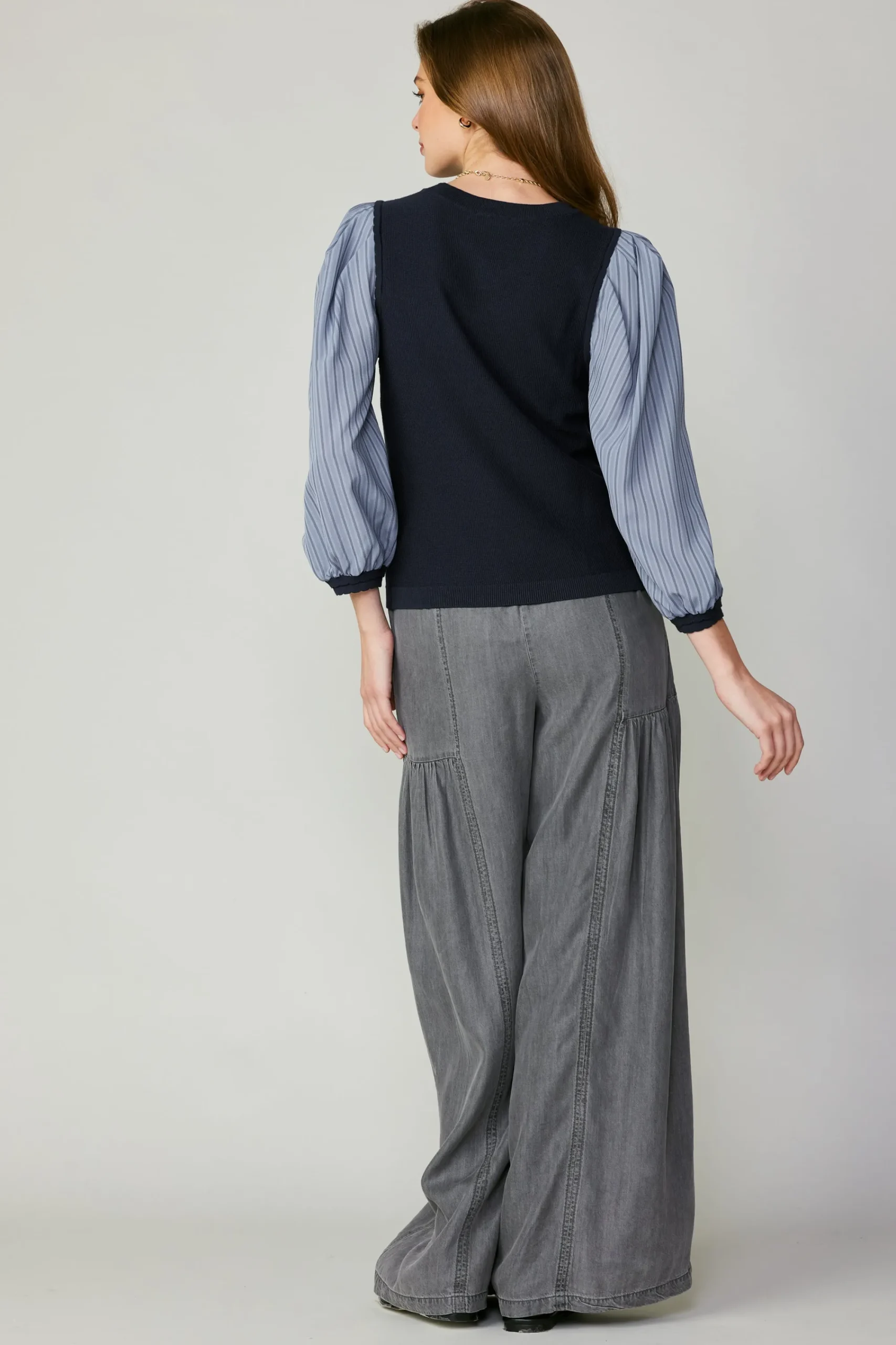 Current Air Long Sleeve Tops | Sweaters-Contrast Sweater Top NAVY