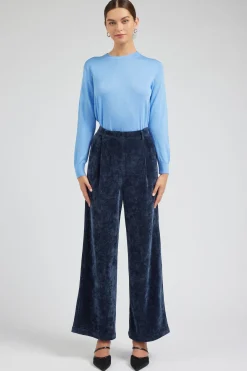 Current Air Pants-Corduroy Pleated Wide Leg Pant DARKBLUE