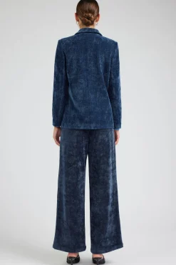 Current Air Pants-Corduroy Pleated Wide Leg Pant DARKBLUE