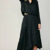 Current Air Skirts-Crinkle Plisse Midi Skirt BLACK