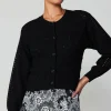 Current Air Cardigans | Long Sleeve Tops-Crochet Sweater Cardigan BLACK