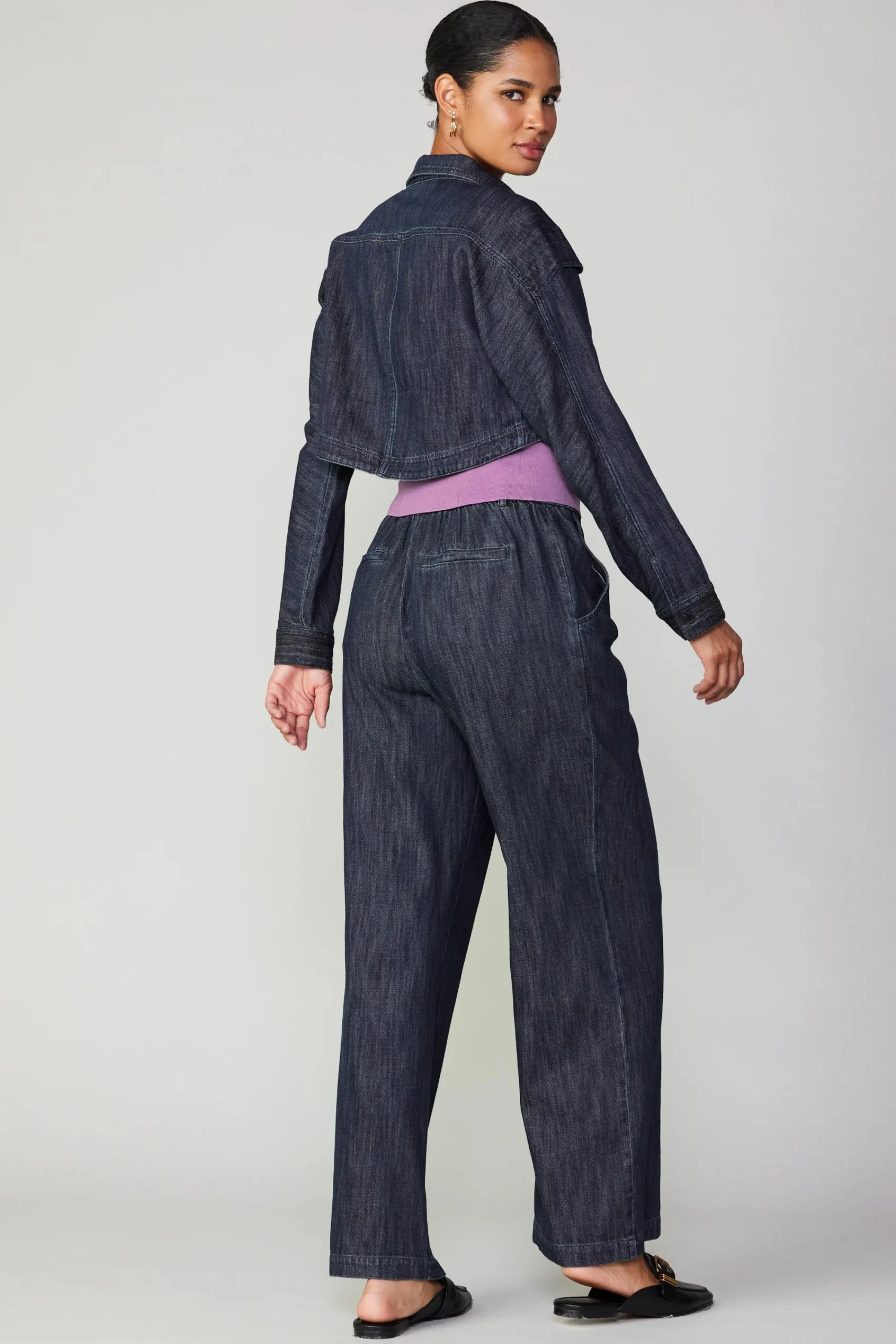 Current Air Coats & Jackets-Cropped Denim Jacket DARKINDIGO