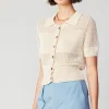 Current Air Knitwear | Short Sleeve Tops-Cropped Knit Top NATURAL