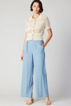 Current Air Knitwear | Short Sleeve Tops-Cropped Knit Top NATURAL