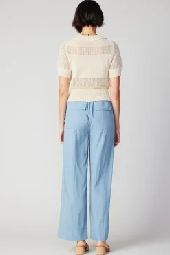 Current Air Knitwear | Short Sleeve Tops-Cropped Knit Top NATURAL