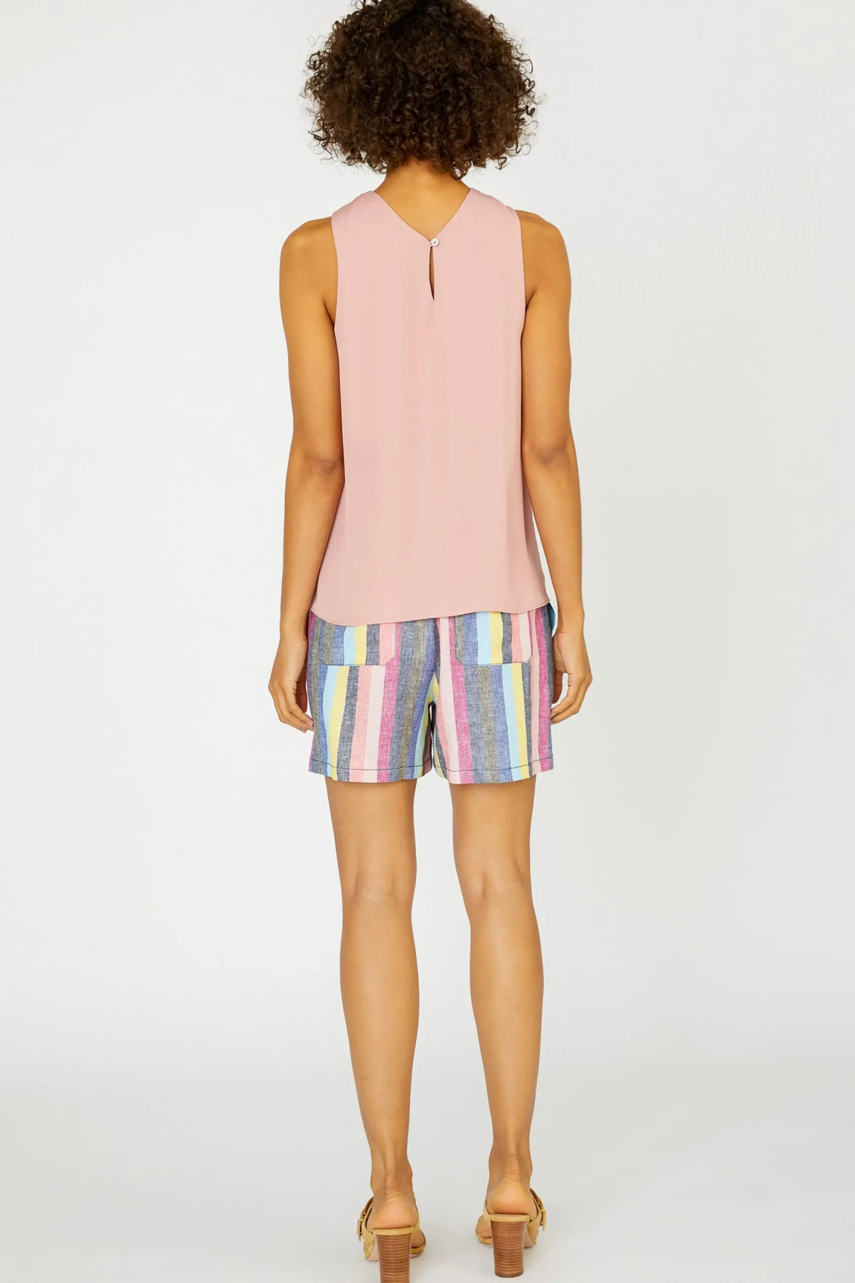 Current Air Sleeveless Tops-Cross Halter Neck Top DUSTYCORAL
