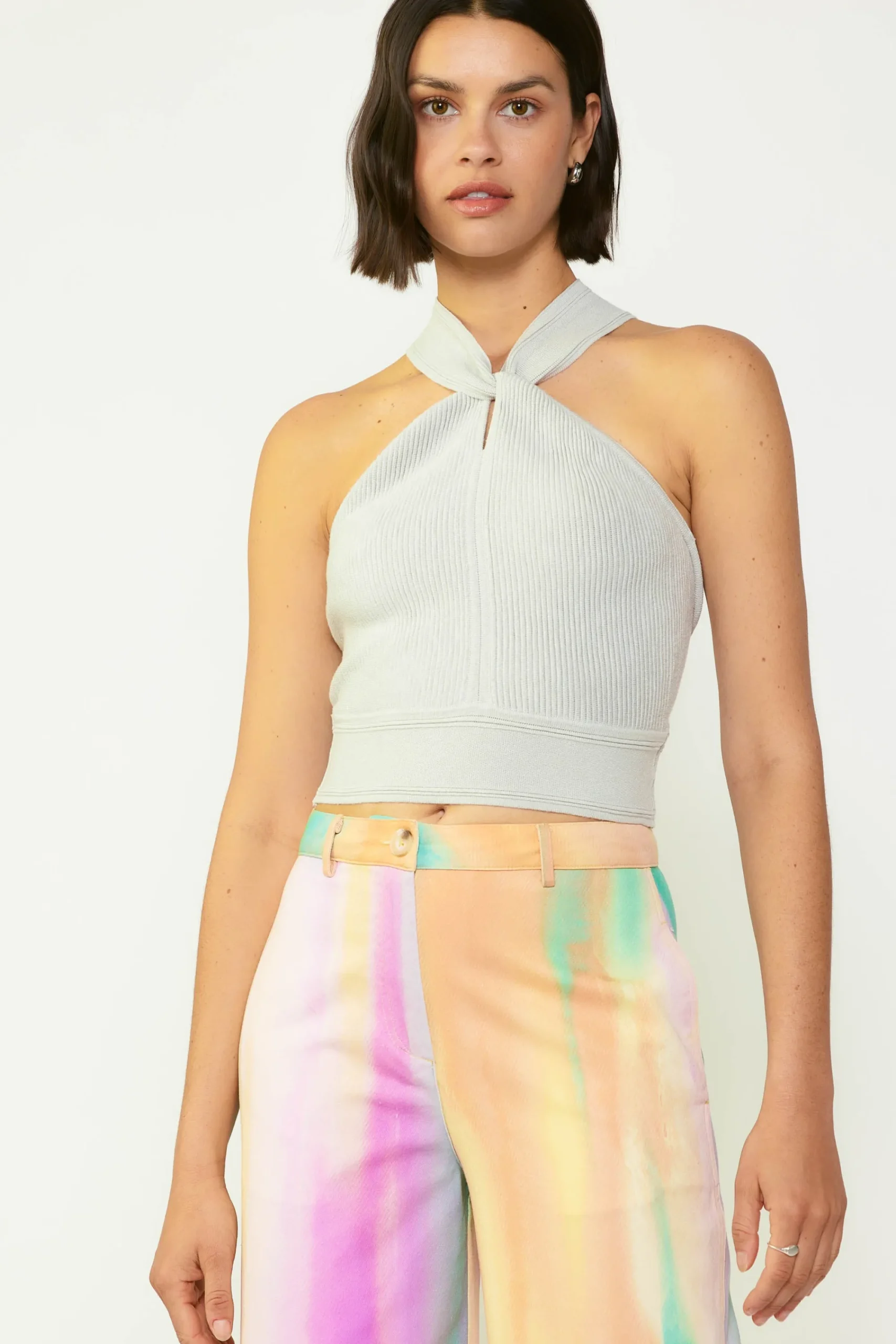 Current Air Sleeveless Tops | Sweaters-Cross Sweater Tank Top LIGHTGREY