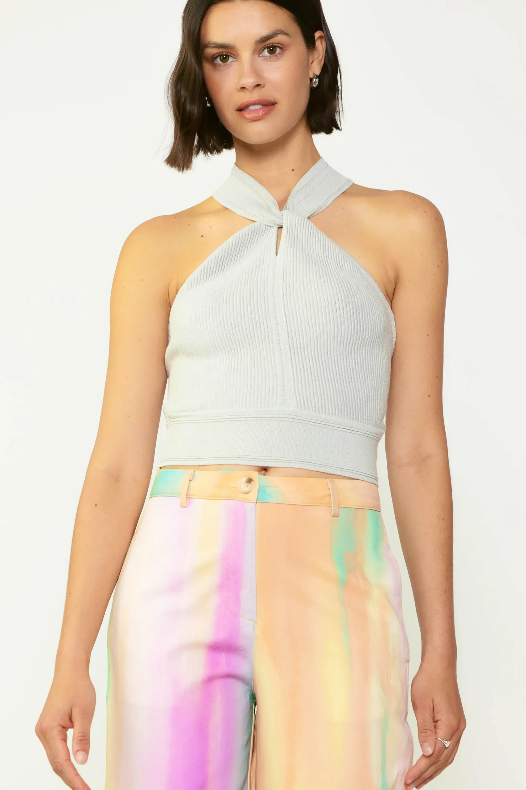 Current Air Sleeveless Tops | Sweaters-Cross Sweater Tank Top LIGHTGREY