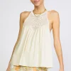 Current Air Sleeveless Tops | Sweaters-Crotchet Yoke Top LINEN