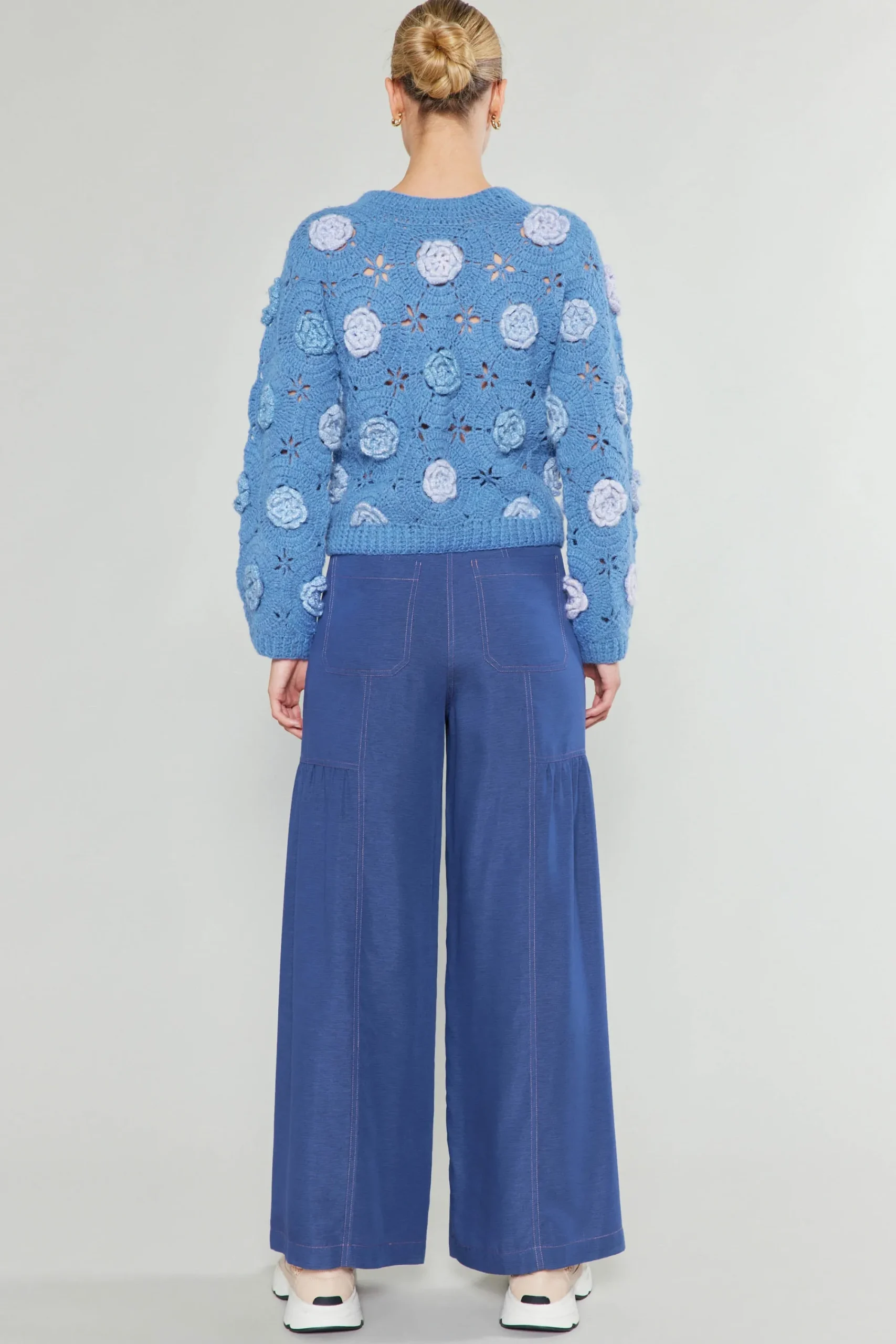 Current Air Knitwear | Sweaters-3D Floral Crochet Sweater BLUEMLT