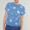 Current Air Knitwear | Short Sleeve Tops-3D Floral Crochet Top BLUEMLT