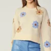 Current Air Knitwear | Sweaters-Daisy Embroidered Sweater CREAM